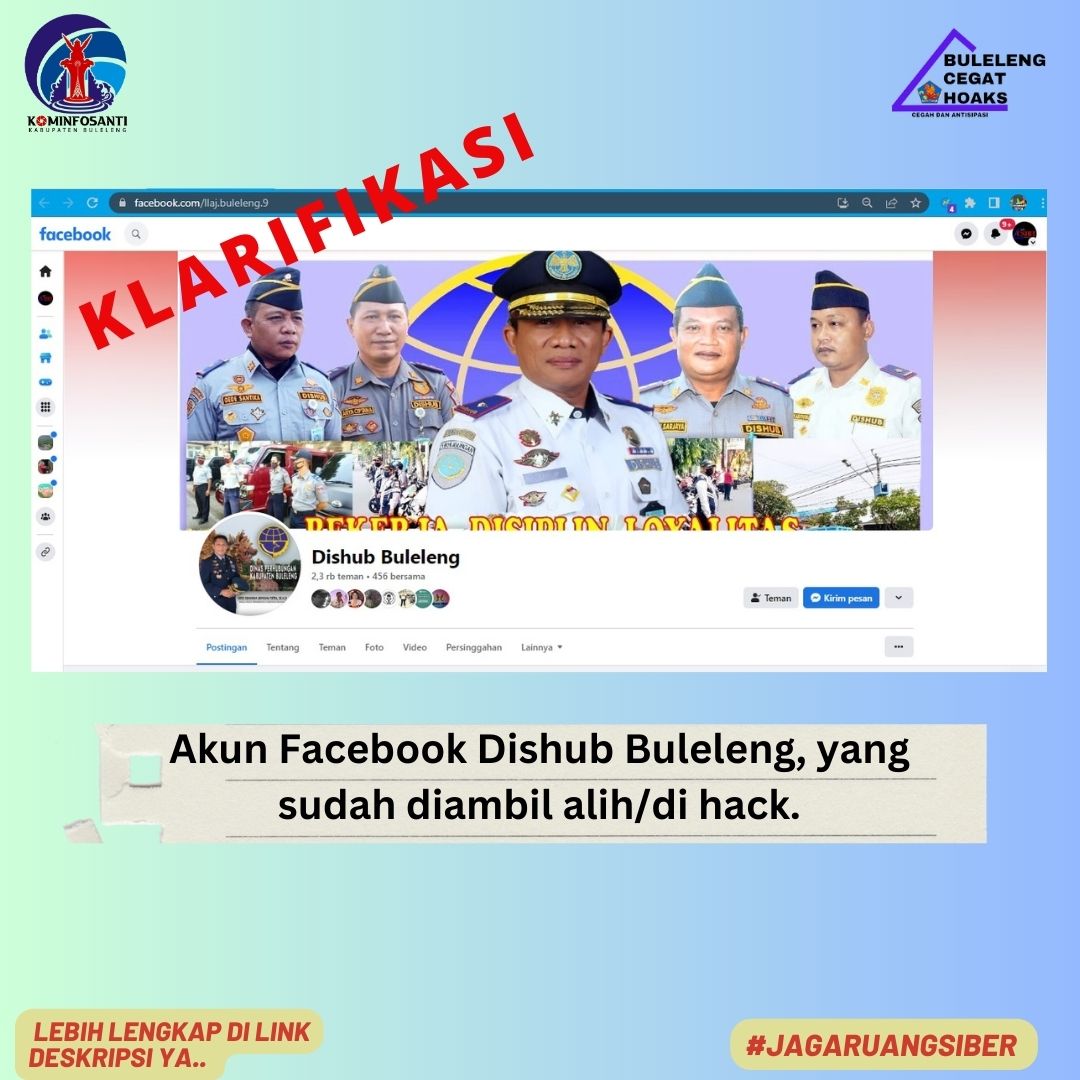 Akun Facebook Dishub Buleleng, yang sudah diambil alih/di hack.