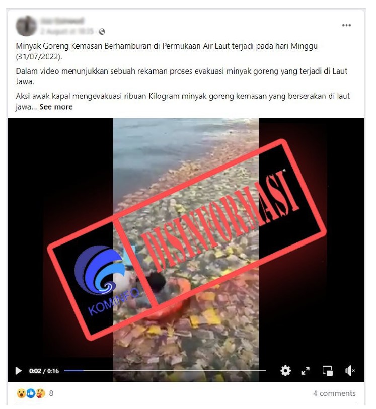 Video Evakuasi Minyak Goreng Kemasan di Laut Jawa