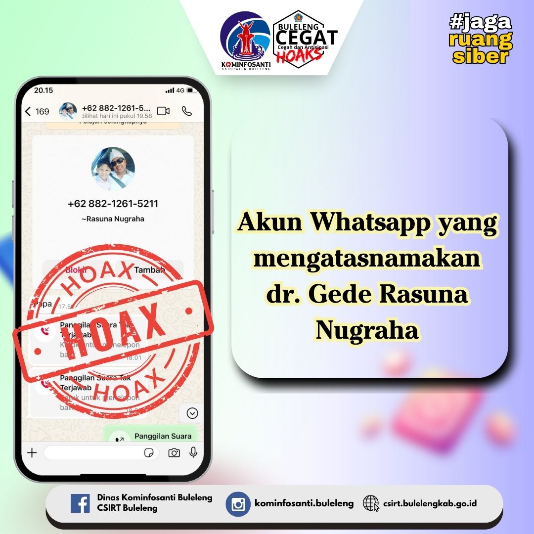 Akun Whatsapp yang mengatasnamakan dr. Gede Rasuna Nugraha