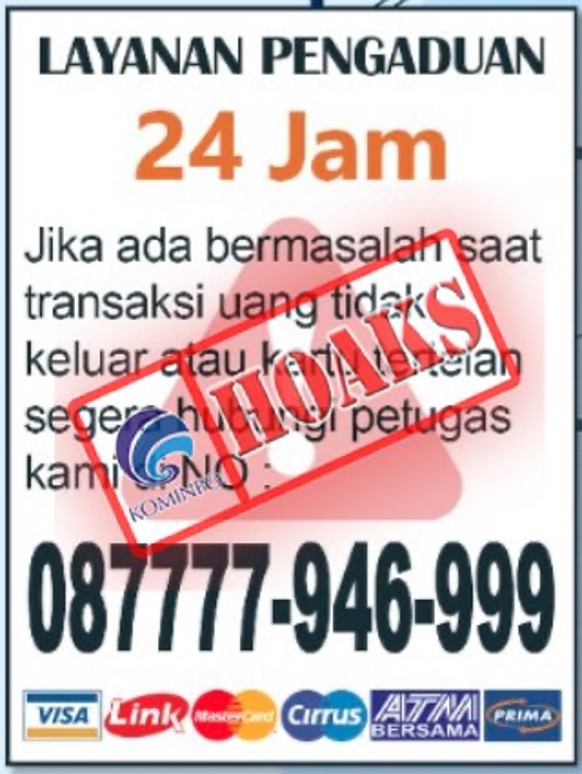 Stiker Nomor Kontak BRI di Mesin ATM BRI