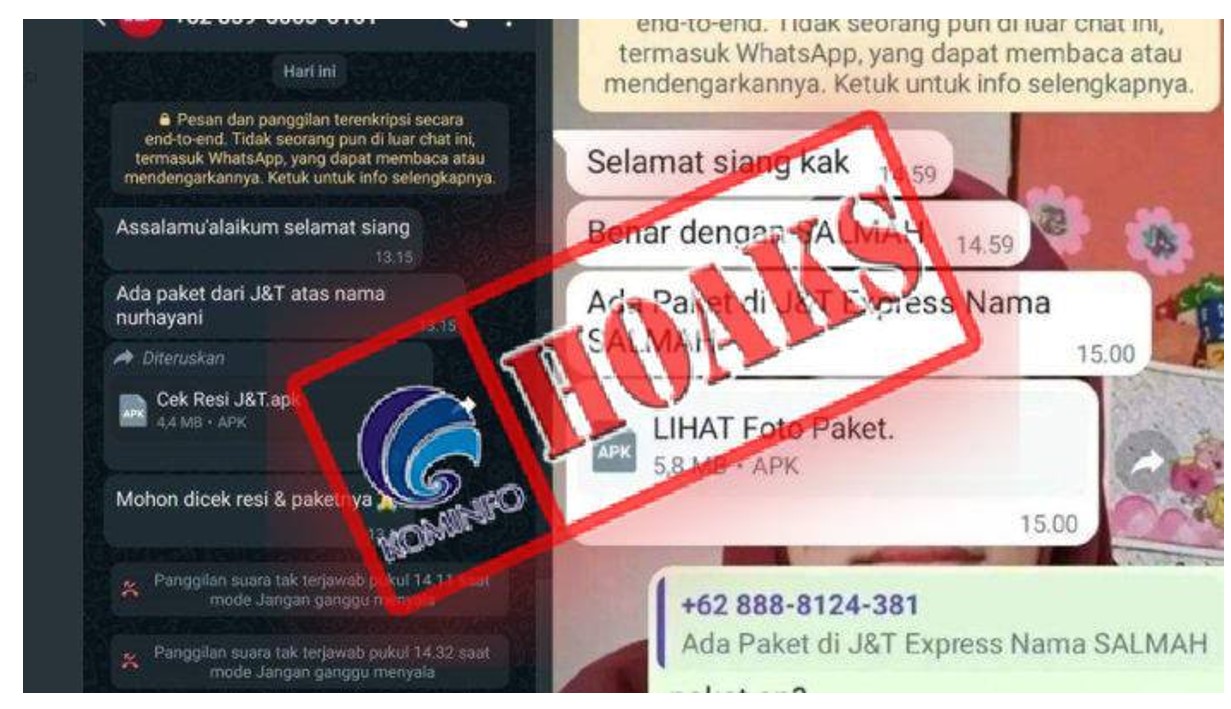 Pesan WhatsApp Pengiriman Paket Mengatasnamakan J&T Express