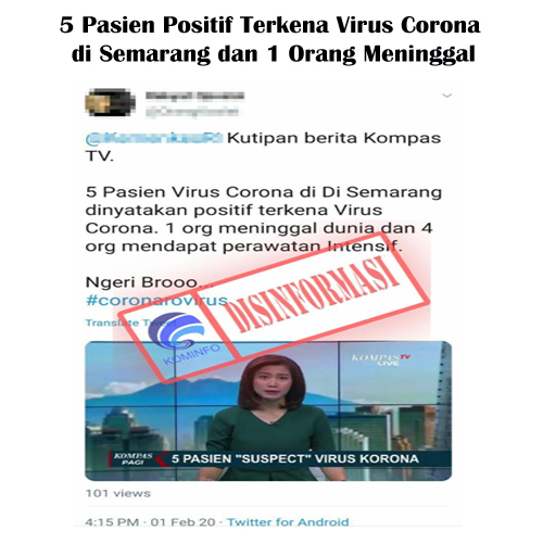 5 Pasien Positif Terkena Virus Corona di Semarang dan 1 Orang Meninggal