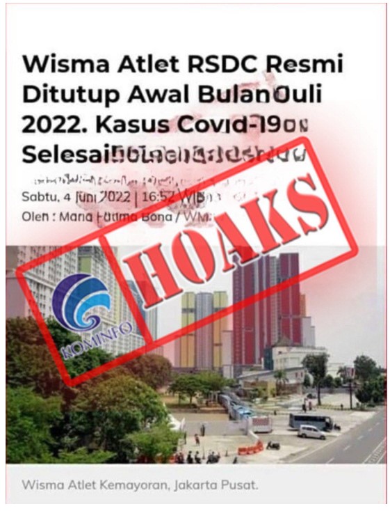 Wisma Atlet RSDC Resmi Ditutup Awal Bulan Juli 2022