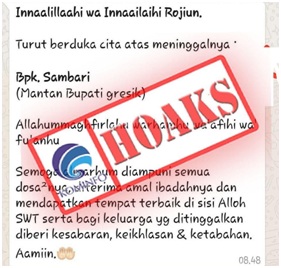 Mantan Bupati Gresik Sambari Halim Radianto Meninggal Dunia