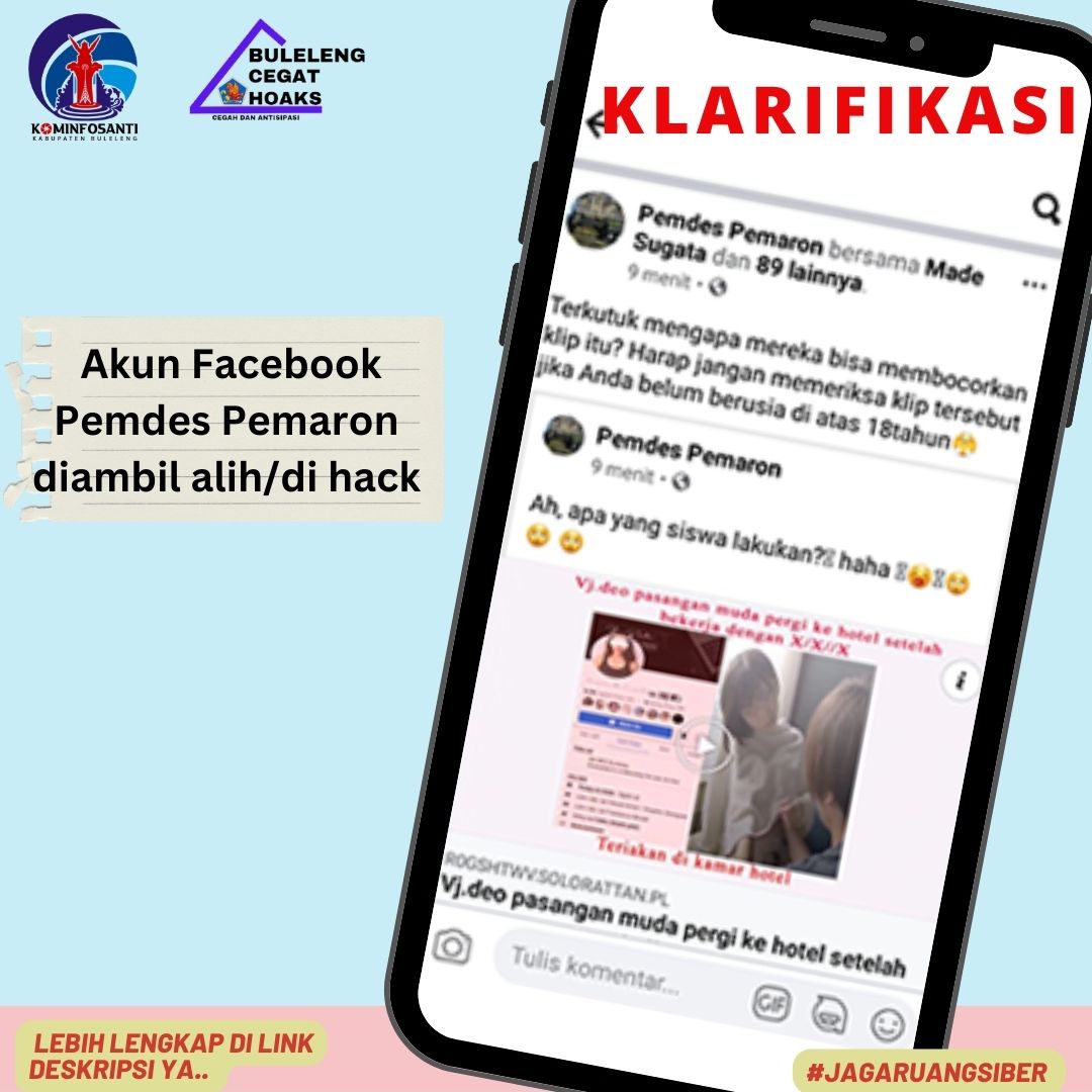 Akun Facebook Pemdes Pemaron diambil alih/di hack.