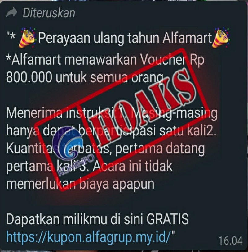 Alfamart merayakan Ultah dengan membagikan voucher Rp800 ribu