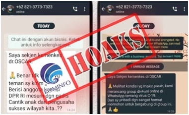 Akun WhatsApp Mengatasnamakan Sekjen Kementerian Kesehatan