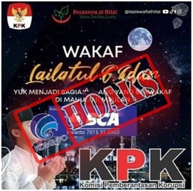 Selebaran Permintaan Sumbangan Wakaf Lailatul Qadar Mengatasnamakan KPK dan Pejabat KPK