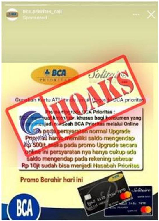 Iklan Penawaran Upgrade Nasabah Prioritas Mengatasnamakan BCA