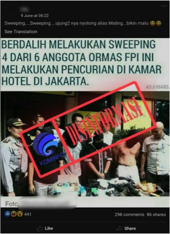 Berdalih Sweeping, 4 Anggota FPI Ditangkap Mencuri di Hotel