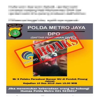 DPO Mr X Pelaku Persekusi Banser NU di Pondok Pinang Jaksel