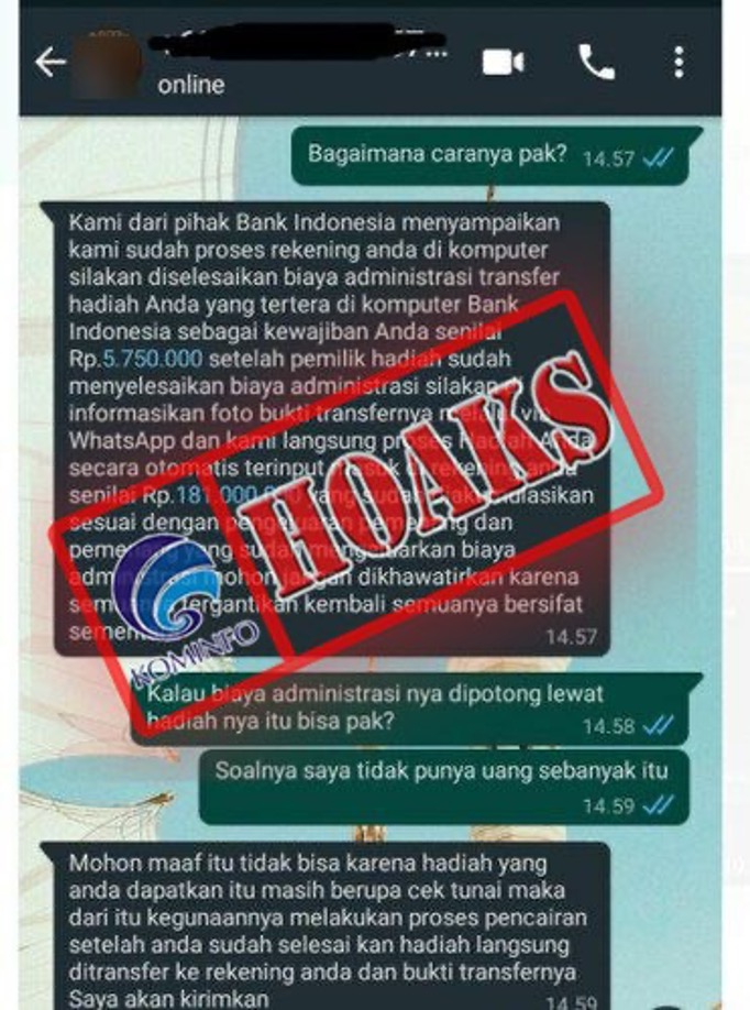 Informasi Undian Berhadiah Uang Mengatasnamakan Bank Indonesia