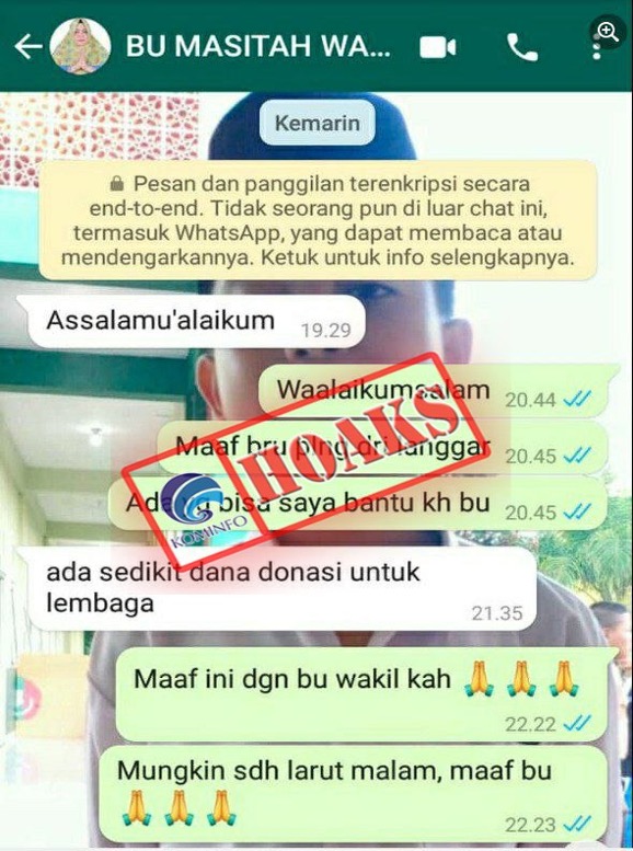Akun WhatsApp Mengatasnamakan Wakil Bupati Paser Hj. Syarifah Masitah Assegaf, S.H.