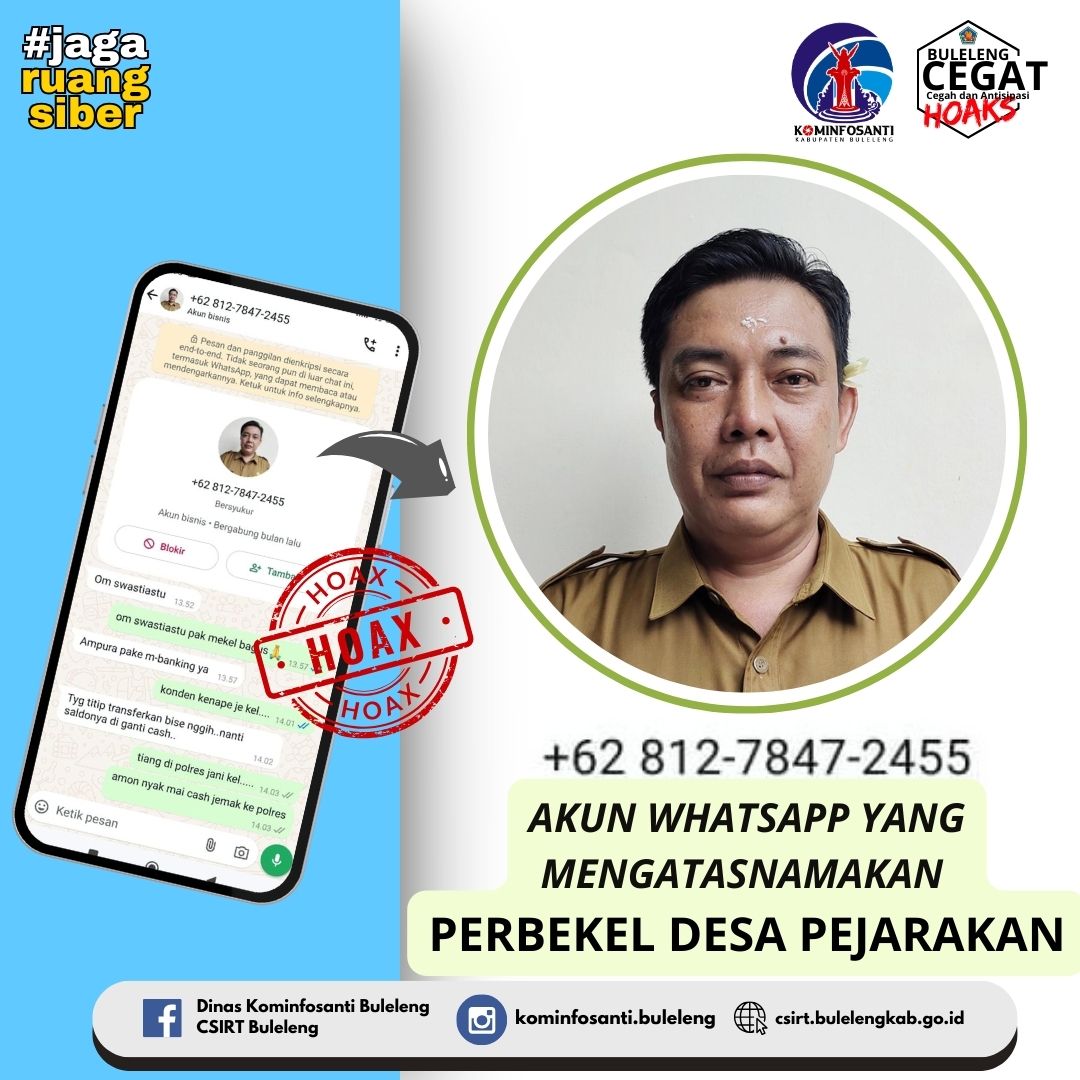 Akun WhatsApp yang mengatasnamakan Perbekel Desa Pejarakan