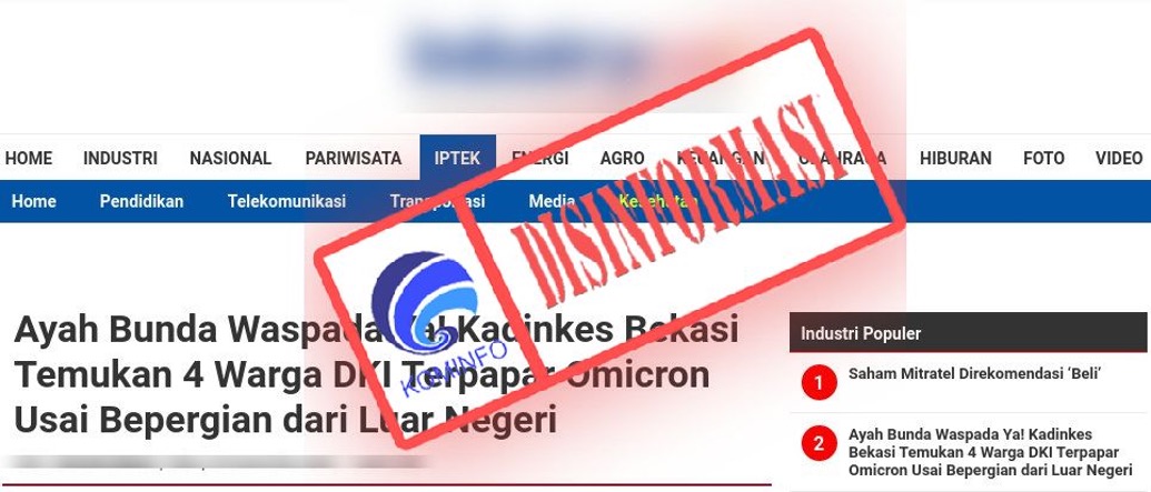 Kadinkes Bekasi Temukan 4 Warga DKI Terpapar Omicron Usai Bepergian dari Luar Negeri