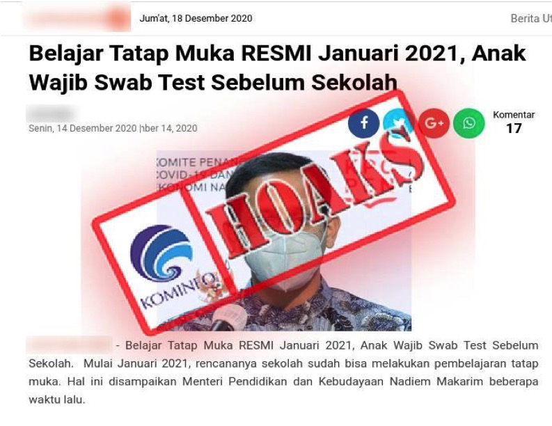 Mendikbud: Belajar Tatap Muka Resmi Januari 2021, Anak Wajib Swab Test sebelum Sekolah