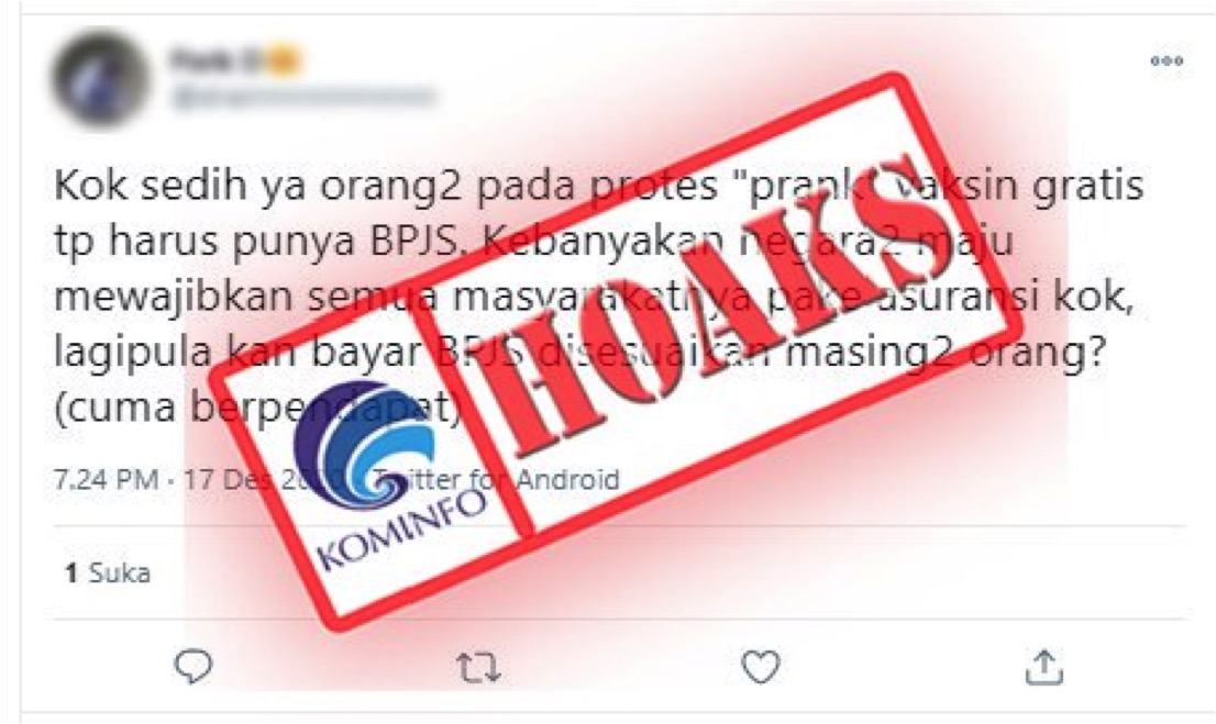 Penerima Vaksin Gratis Covid-19 Harus Jadi Peserta BPJS Aktif