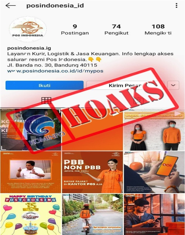 Akun Instagram Mengatasnamakan Pos Indonesia