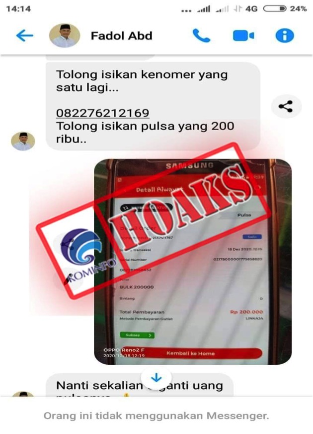 Akun Facebook Mengatasnamakan Ketua DPRD Sampang Fadol Abd Rohim