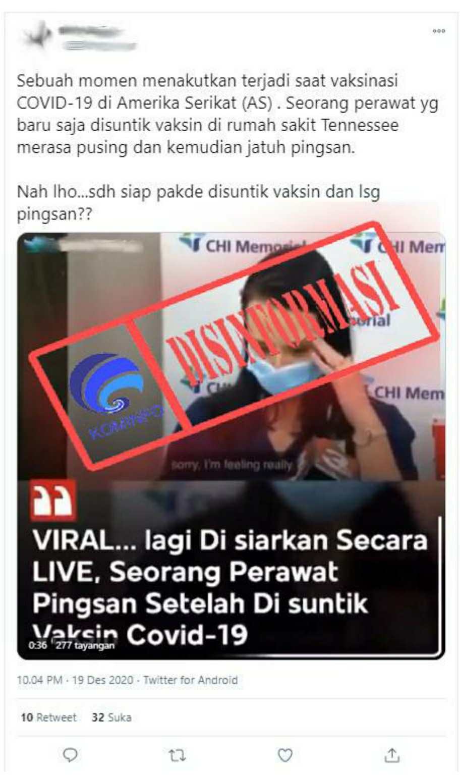 Seorang Perawat Pingsan Usai Disuntik Vaksin Covid-19