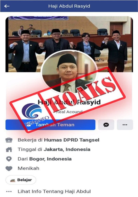 Akun Facebook Mengatasnamakan Ketua DPRD Kota Tangerang Selatan