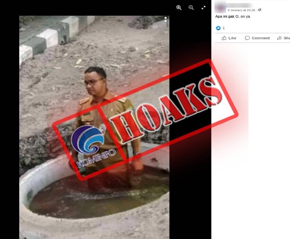 Foto Anies Baswedan di Dalam Sumur Resapan