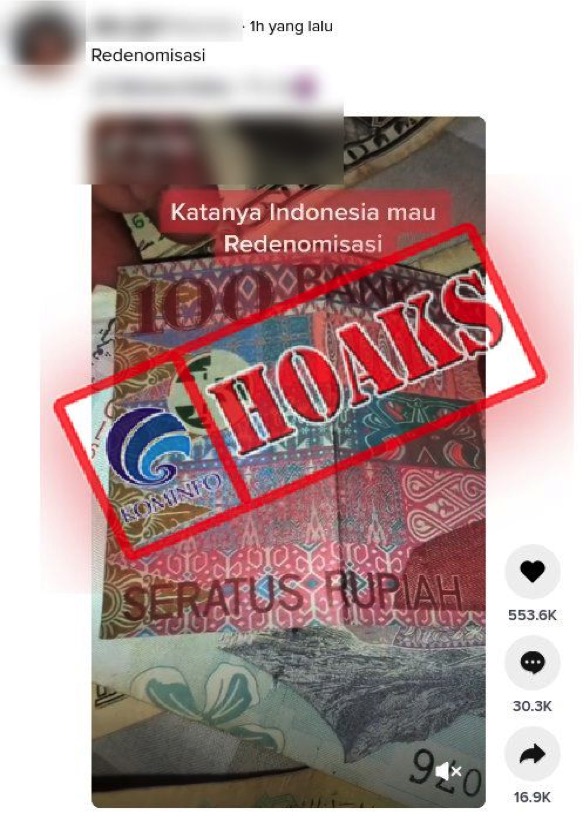 Uang Redenominasi Rp. 100,- Bergambar Presiden Jokowi