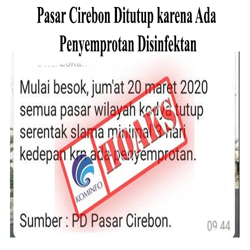 Pasar Cirebon Ditutup karena Ada Penyemprotan Disinfektan