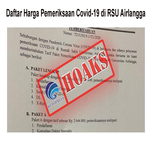 Daftar Harga Pemeriksaan Covid-19 di RSU Airlangga