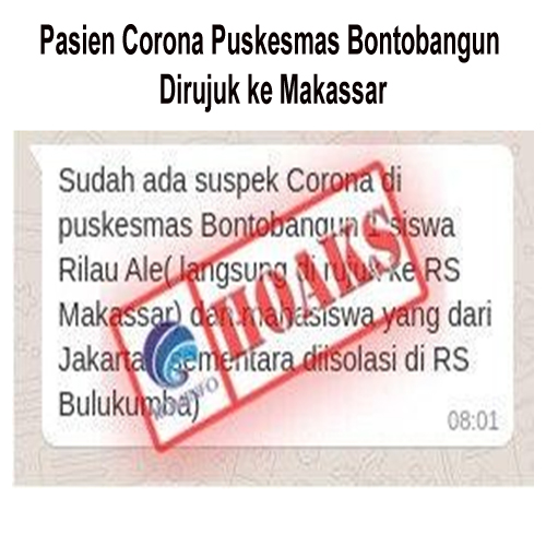 Pasien Corona Puskesmas Bontobangun Dirujuk ke Makassar