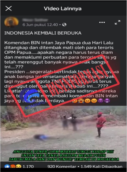 KKB Tembak Mati Komandan BIN Papua