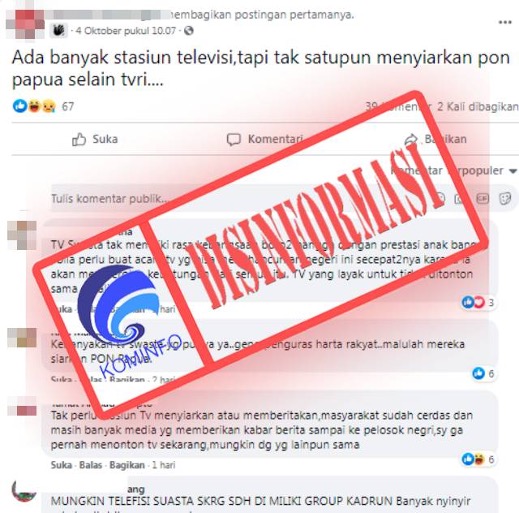 Tidak Ada Siaran PON XX Papua 2021 di TV Swasta Nasional