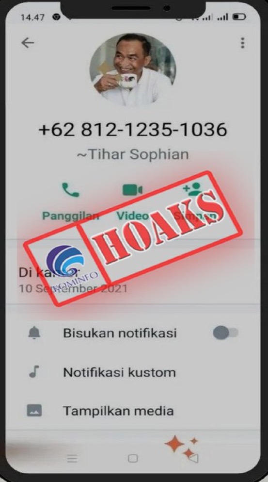 Akun WhatsApp Mengatasnamakan Kepala Dinas Lingkungan Hidup Kota Tangerang