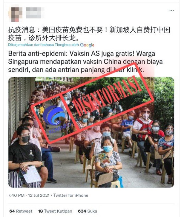 Foto Antrean Panjang Warga Singapura untuk Mendapatkan Vaksin Covid-19 dari Cina