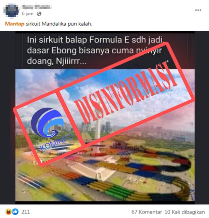 Foto Penampakan Sirkuit Warna-Warni Formula E di Sekeliling Tugu Monas