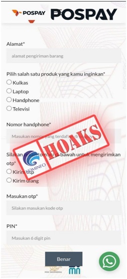 Situs Mengatasnamakan Pospay Milik Pos Indonesia Bagi-Bagi Hadiah