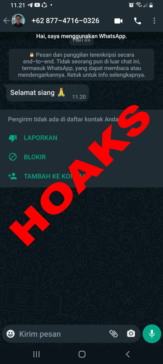 Tersebar tangkapan layar akun WhatsApp yang menggunakan Foto dari Sekretaris Disdagperinkopukm Kabupaten Buleleng.