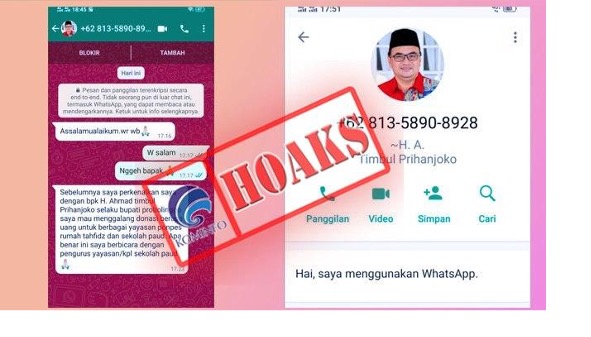 Akun WhatsApp Mengatasnamakan Plt Bupati Probolinggo Timbul Prihanjoko