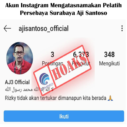 Akun Instagram Mengatasnamakan Pelatih Persebaya Surabaya Aji Santoso