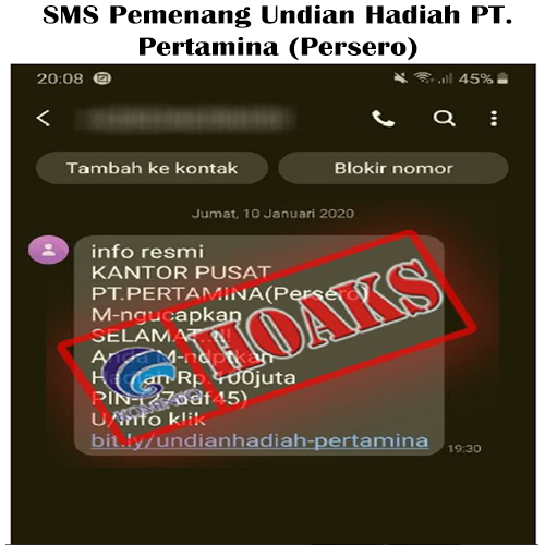 SMS Pemenang Undian Hadiah PT. Pertamina (Persero)