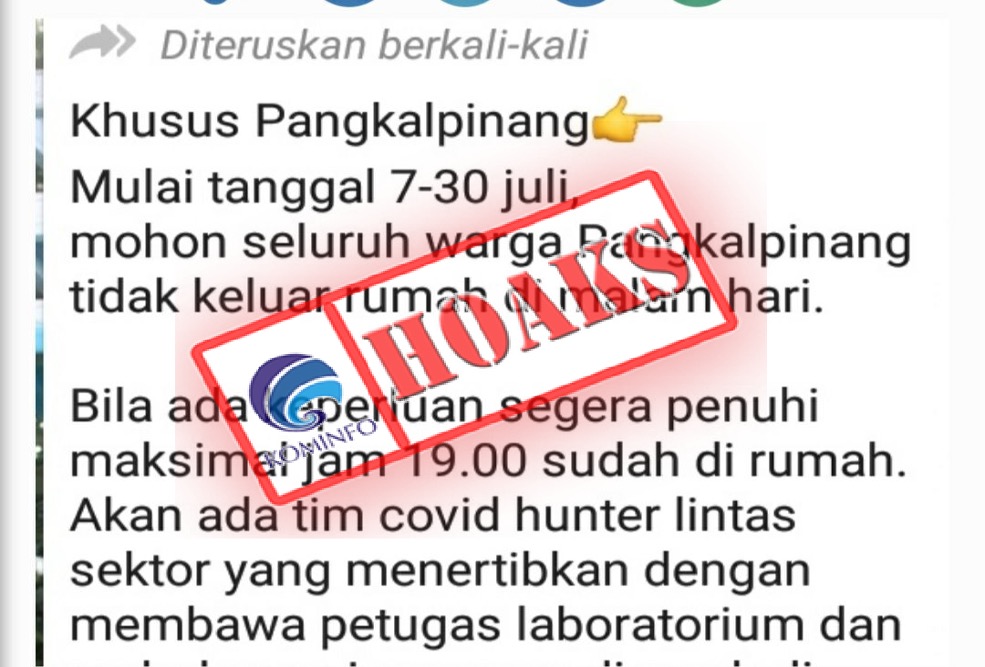 Mulai 7-30 Juli Warga Pangkalpinang Tidak Boleh Keluar Malam