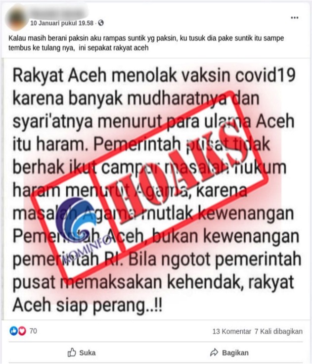 Ulama Aceh Haramkan Vaksin Covid-19