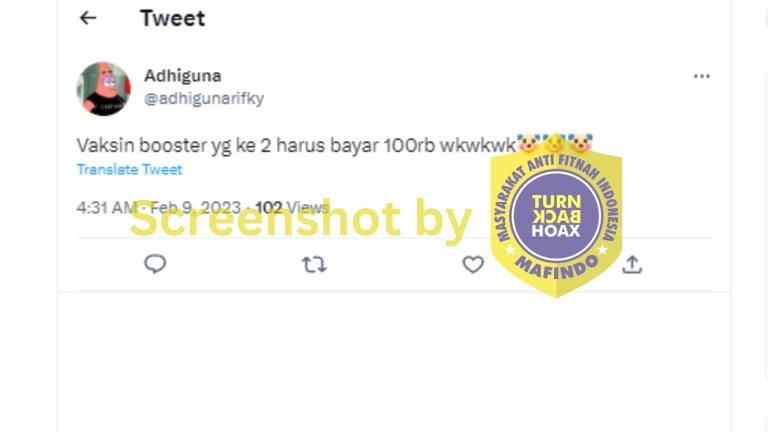 Vaksin booster yg ke 2 harus bayar 100 Ribu