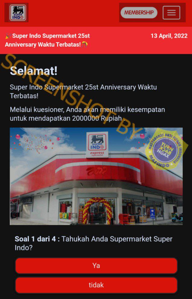 Hadiah 2 juta Perayaan Ulang Tahun Super Indo ke-25