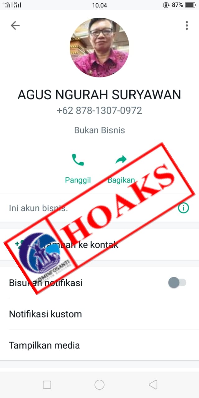 TERSEBAR TANGKAPAN LAYAR AKUN WHATSAPP YANG MENGATASNAMAKAN KA.BIDANG PENGELOLAAN SAMPAH & LIMBAH B3 DINAS LINGKUNGAN HIDUP.