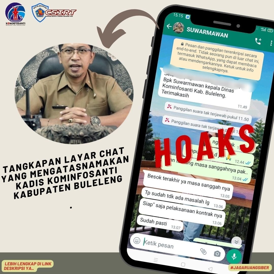 Tangkapan Layar Chat yang mengatasnamakan Kadis Kominfosanti Kabupaten Buleleng