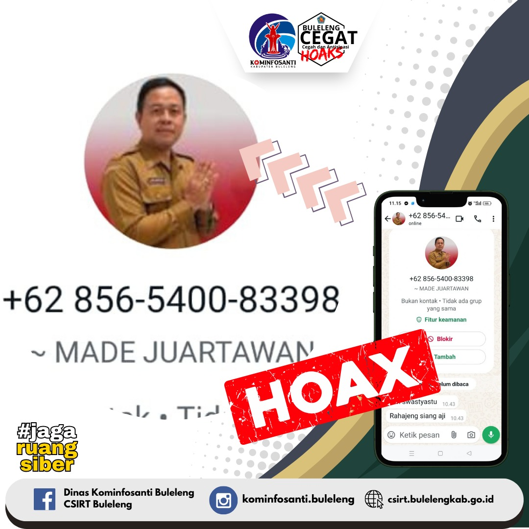 Akun WhatsApp yang mengatasnamakan Kadis Dukcapil Kabupaten Buleleng.