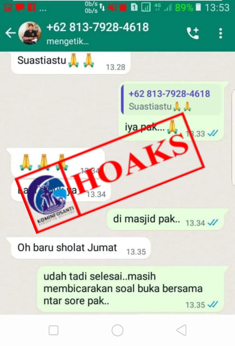 TERSEBAR TANGKAPAN LAYAR AKUN WHATSAPP YANG MENGGUNAKAN FOTO PROFIL DAN MENGATASNAMAKAN PERBEKEL DESA TEGALLINGGAH, KECAMATAN SUKASADA, KABUPATEN BULELENG