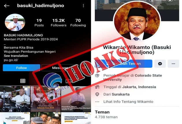 Akun Instagram dan Facebook Mengatasnamakan Menteri PUPR Basuki Hadimuljono