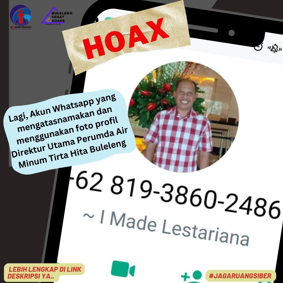 Lagi, Akun Whatsapp yang mengatasnamakan dan menggunakan foto profil Direktur Utama Perumda Air Minum Tirta Hita Buleleng